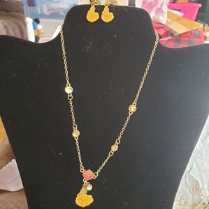 Disney park collection belle necklace and earrings